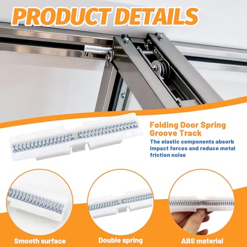 Kit de 4 guías deslizantes para puertas plegables de clóset, con protección de nylon | Riel y guía deslizante con resorte para puertas plegables montadas en la parte superior miniatura 2