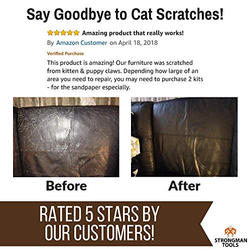 Strongman Tools | 28 Piece Professional Leather and Vinyl Repair Kit, No Heat, Fast Drying, Simple 7 Step Instructions, Match Any Color, Car Seats, Sofas, bags, Shoes, Jackets, Boat Seats and Couches!