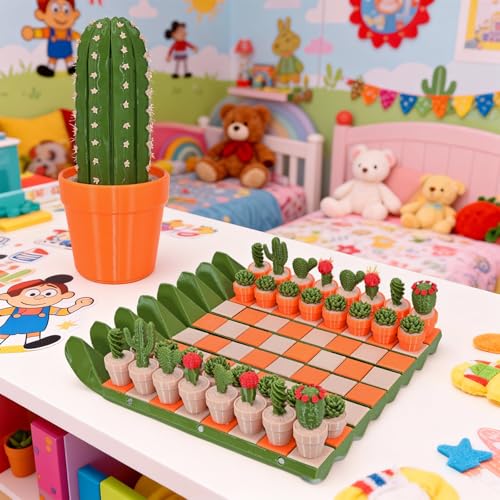 Cactus Chess Set con 32 piezas 3D y tablero portátil miniatura 4