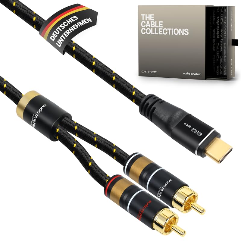 audio pirates by cammica USB-C a 2 connettori RCA Clinch, cavo RCA, cavo audio | cavo audio di fascia alta con alloggiamento in metallo e contatti dorati (10 metri)
