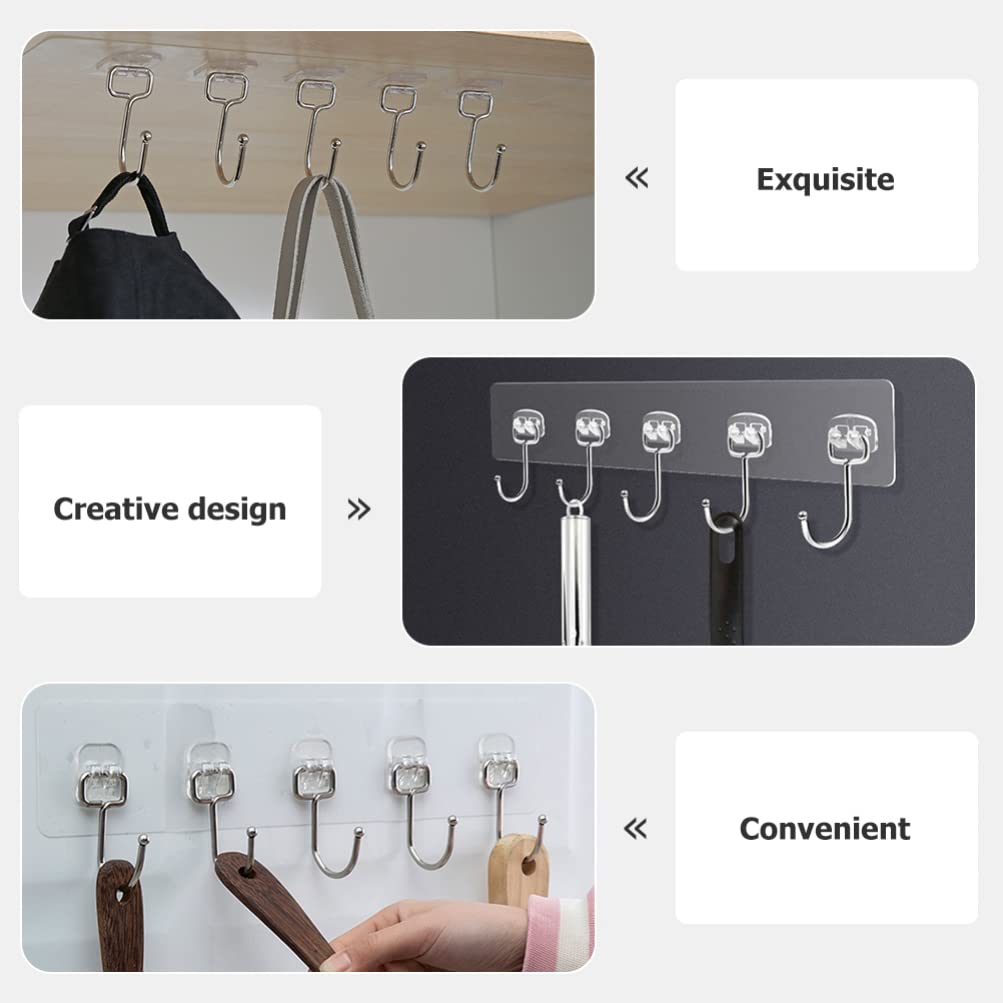 VASDEV Perchas de Metal Ganchos de decoración 4 Piezas Ganchos Adhesivos de Gancho de Fila Multifuncional para Garaje Taller Cocina Perchas de Metal Percha de Metal (Transparente 35X6.5CM