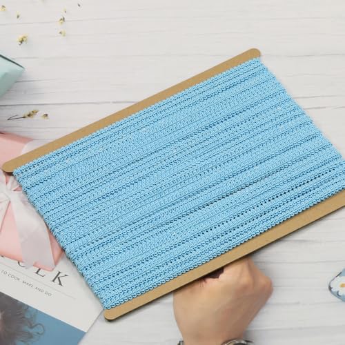 dlboboai Gimp Braid Trim Polyester Braided Ribbon 25 Yards 8mm Wide Centipede Braided Lace Trim for Sewing Crafts Clothing Curtains Accessories Lampshade Home DIY Decoration (Sky Blue, 8mm Wide) by dlboboai - Image 2