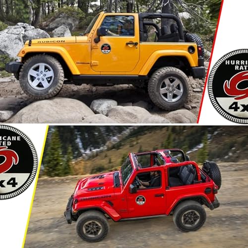 Image of Hurricane Badge Rated Car Emblem, 4 x 4 Metal Automotive Badge 3D Metal Car Badges Emblems Round Emblem Decals Car Badge Decals Stickers Compatible with for Jeep Wrangler Vehicles Trucks SUV Decals