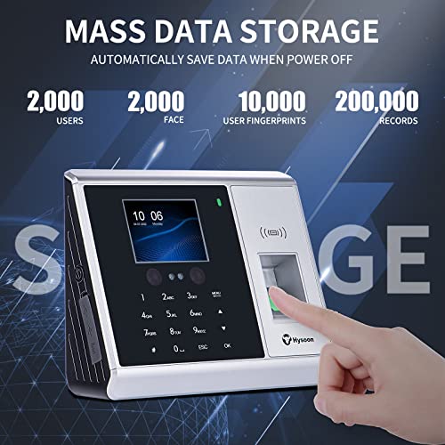 Hysoon Time Clock, Face Time Clocks For Employees Small Business With Touch Keyboard& 2.8 Inch Lcd Display, Face, Fingerprint, Rfid And Pin Four In One Time Card Machine, Automatic Clock In And Out #TOP4