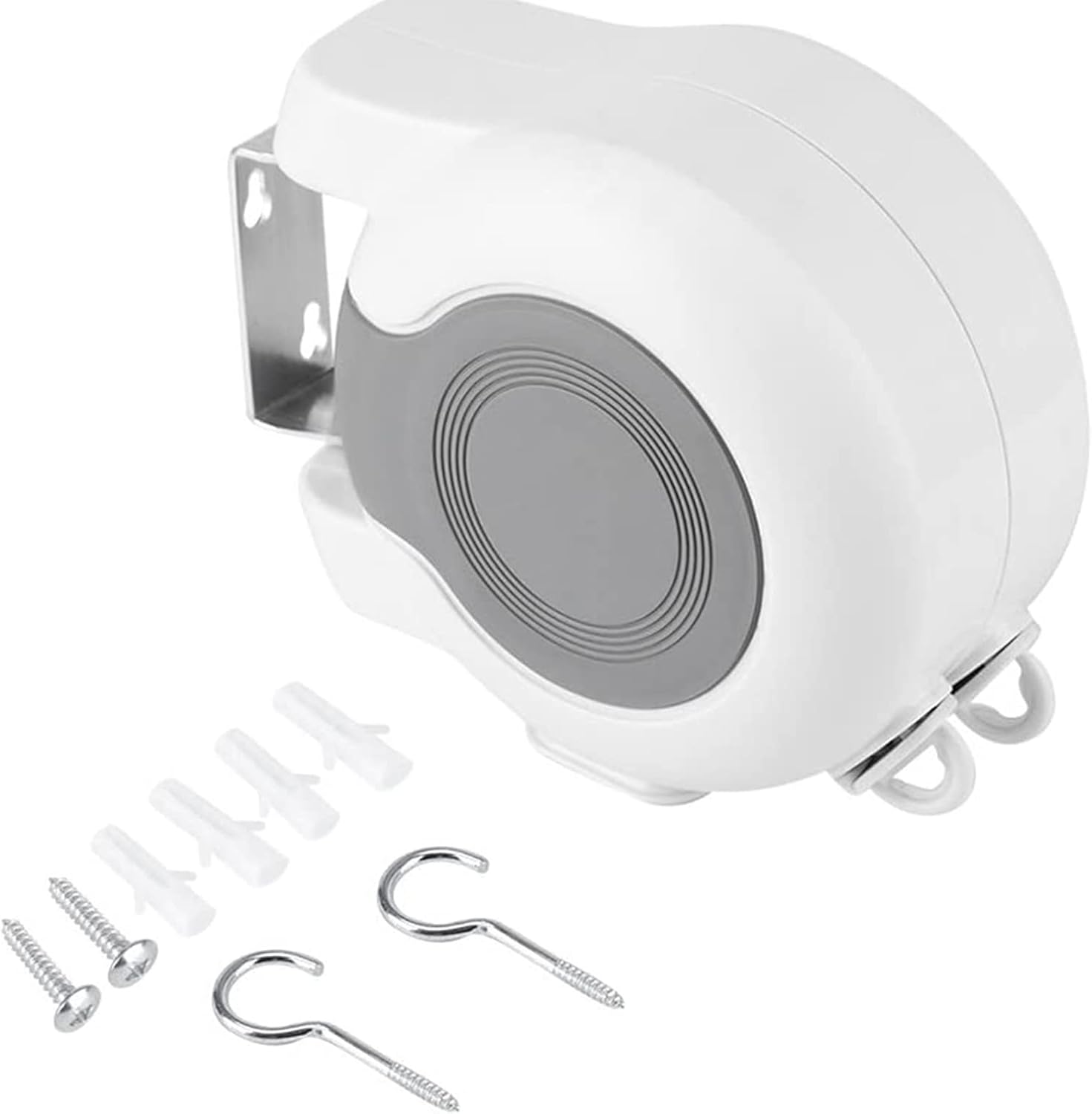 Retractable Clothesline, Heavy Duty PVC Wall Mounted Indoor Outdoor Clothes Dryer Line, 2x42 Feet, White