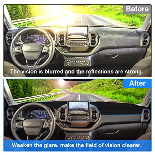 Image of Autorder Dashboard Cover Mat for Ford Bronco Sport 2021 2022 2023 2024 Accessories Dash Cover Ice Silk Fabric Dash Mat Sunshade Glare UV Rays Protector