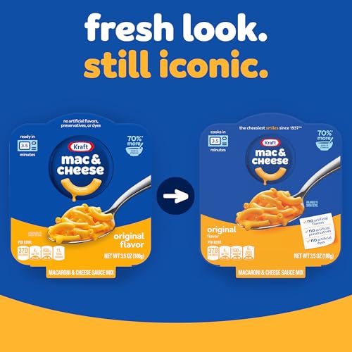 Image of Kraft Mac and Cheese Dinner, Original Flavor, 3.5 oz | for Easy Dinner or Dinner Sides, No Artificial Flavors, Preservatives or Dyes, Even more mac & cheese