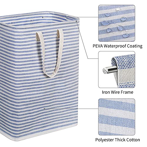Zero Jet Lag 72L Laundry Hamper With Handles Large Laundry Basket Laundry Bin Collapsable Dirty Clothes Basket Laundry Bag Foldable Clothes Dirty Hamper (Striped Blue) #TOP2