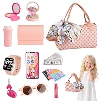 Play Handbag Set with Pretend Makeup – Cute Purse Toy for Kids with Accessories, Girls Birthday, Fun Makeup and Role Play Travel Toy Gift Presents for Toddlers Little Girls Age 3 4 5 6 7 8