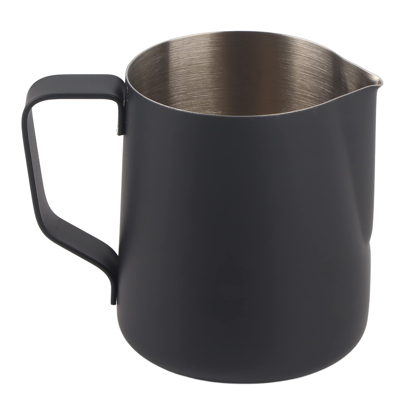 Schwarzes Milchkännchen langlebiger Milchaufschäumer aus Edelstahl 304 sicherer und gesunder Kaffeeaufschäumkrug mit spitzer Öffnung für Wasser Säfte,Eine Farbe-350ml