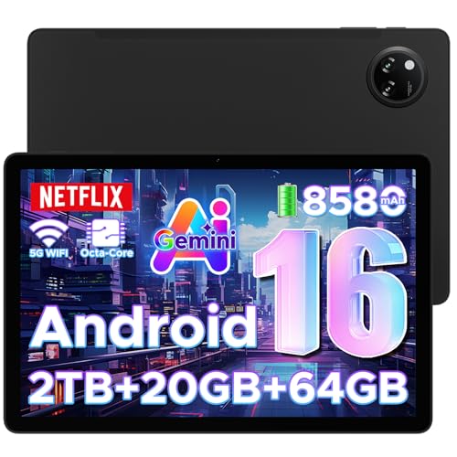 DOOGEE Tab A9+ Android 16 AI Tablet 11 Zoll, Unisoc T7200 Octa-Core 8580mAh Gaming Tablet Android 20GB RAM+64GB ROM(TF 2TB), WiFi5 Tablets PC, 90Hz-1080P, WidevineL1/Face ID/OTG/GPS/Dual Speaker