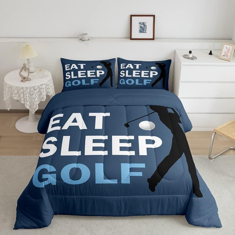 Juego de ropa de cama de golf tamaño Queen para niños y niñas, juego de edredón deportivo de golf para niños, mujeres y hombres, edredón ultrasuave