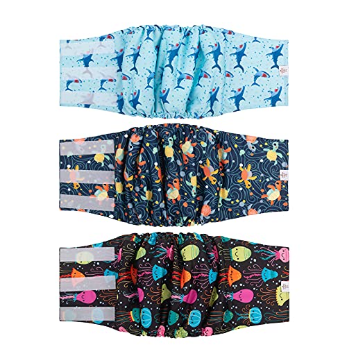 Image of CuteBone Dog Diapers Male Washable Belly Band for Male Dogs Wraps 3pcs a Pack DM28XL