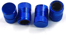 Pacote com 4 tampas de válvula de pneu de liga de alumínio resistentes à corrosão, adequadas para carros, caminhões, motocicletas, SUVs e bicicletas-azul