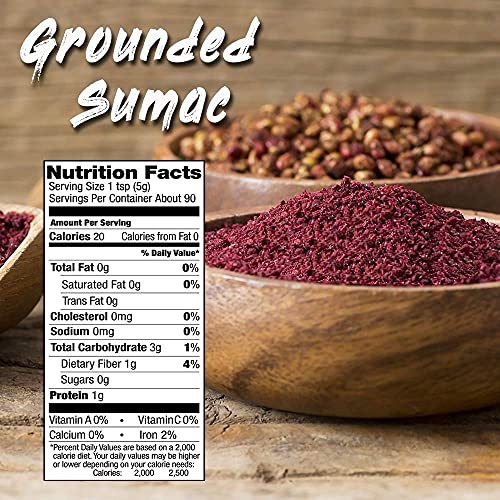 Spices Village [ 8 Oz ] Sumac Powder, Staghorn Ground Sumac Spice, Cured Sumac Bran From Sumac Berries, Mediterranean Turkish Dried Sumac - Kosher Certified, Gluten Free Non Gmo, Resealable Bag #TOP5