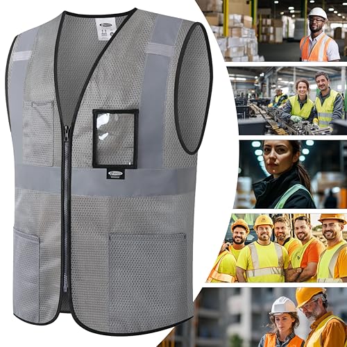 Image of JKSafety Safety Vest for men women Hi Vis Vest with Pockets and Zipper High Visibility Meet ANSI Standard（BX310