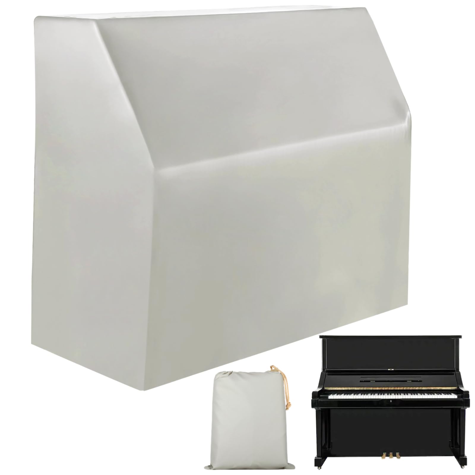 Upright Piano Cover, Piano Full Cover Dustproof Waterproof, Silver-coated Oxford Fabric Piano Protective,Block Sunlight, Moisture, Dust(Beige)