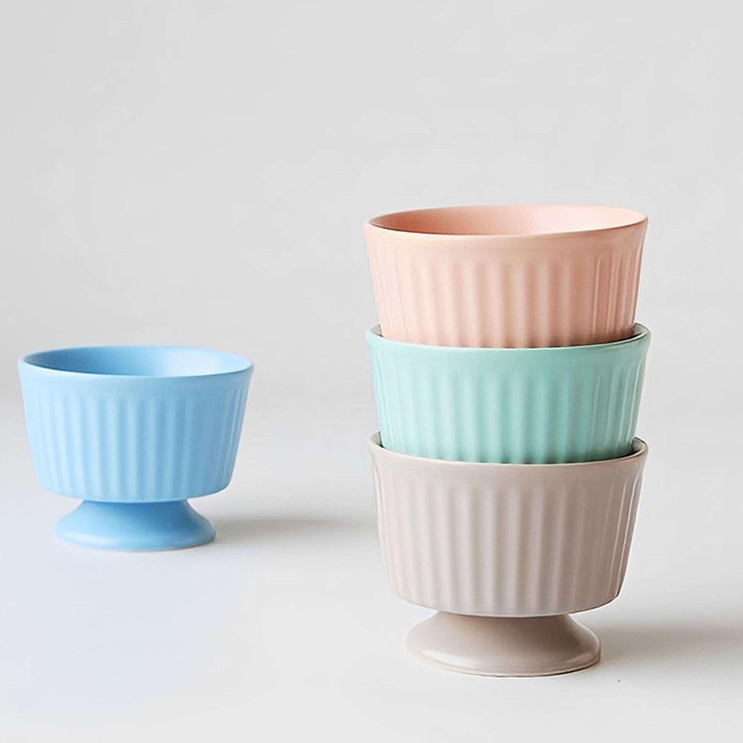 Platos de tapas, tazones de postre, Juego de ramequines, 120 ml, Ramekins de Creme Brulee, Plato de soufflé Platos a prueba de horno, Ramekins de soufflé, Ramekins for freidora de aire-azul-Juego de 4
