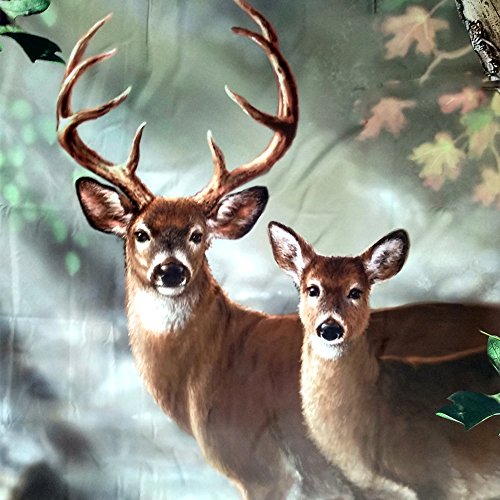 Kotom Tanstan Deer Decor,Waterproof Fabric Elk Foggy Forest Shower Curtain, Hooks Included, 71X71 Inch #TOP2