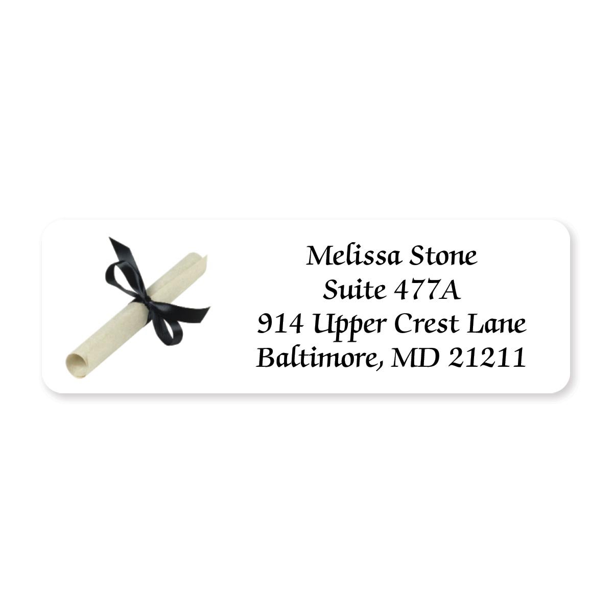 Classic Grad Personalized Designer Rolled Address Labels - 500 Labels per Roll - 2 1/2 Inches Long x 3/4 Inch High - Elegant Plastic Dispenser