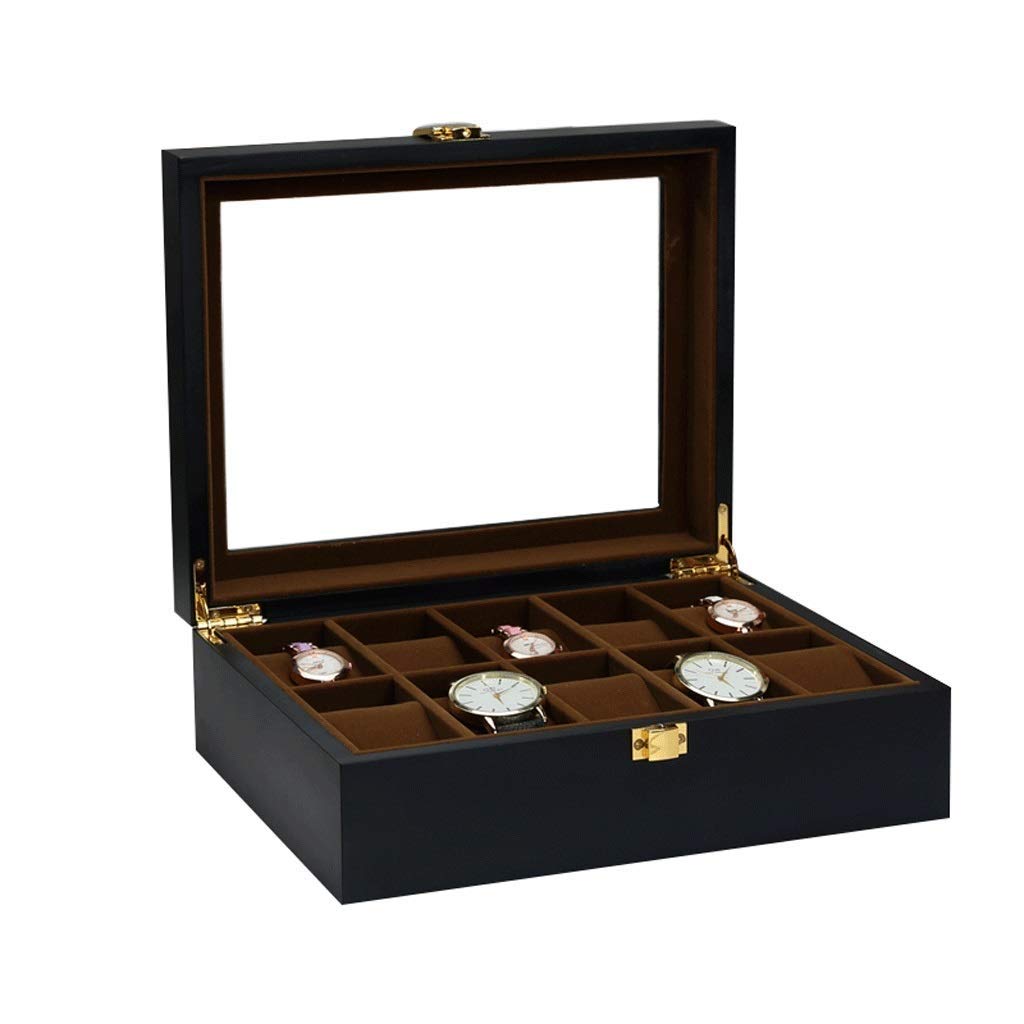 XBTGS Scatola per orologi in legno, regalo da uomo, per lavoro, gioielli e orologi