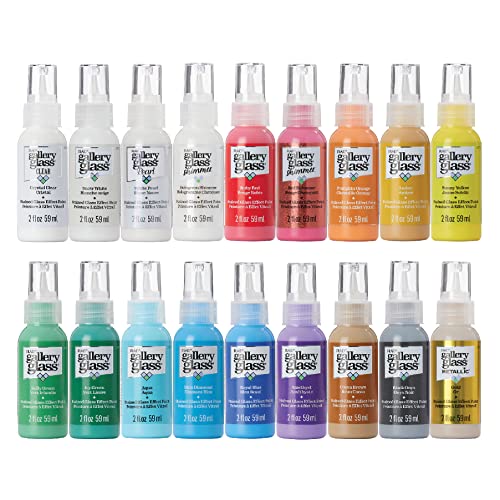 Gallery Glass Window Acrylic Craft Paint Set Formulated to be Non-Toxic Perfect for Beginners and Artists Eighteen Bottles 2 Ounce Assorted Colors 1