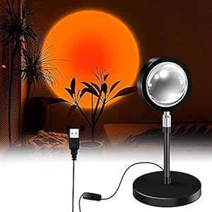 Zonsondergang Projectielamp LED Nachtlampje, USB 180 Graden Roteren Sfeer Vloer Stand Licht, Romantisch Modern Zonsondergang Projector Licht voor Slaapkamer Bruiloft Tuin Verjaardag Party Home Decor (Zonsondergang Rood)