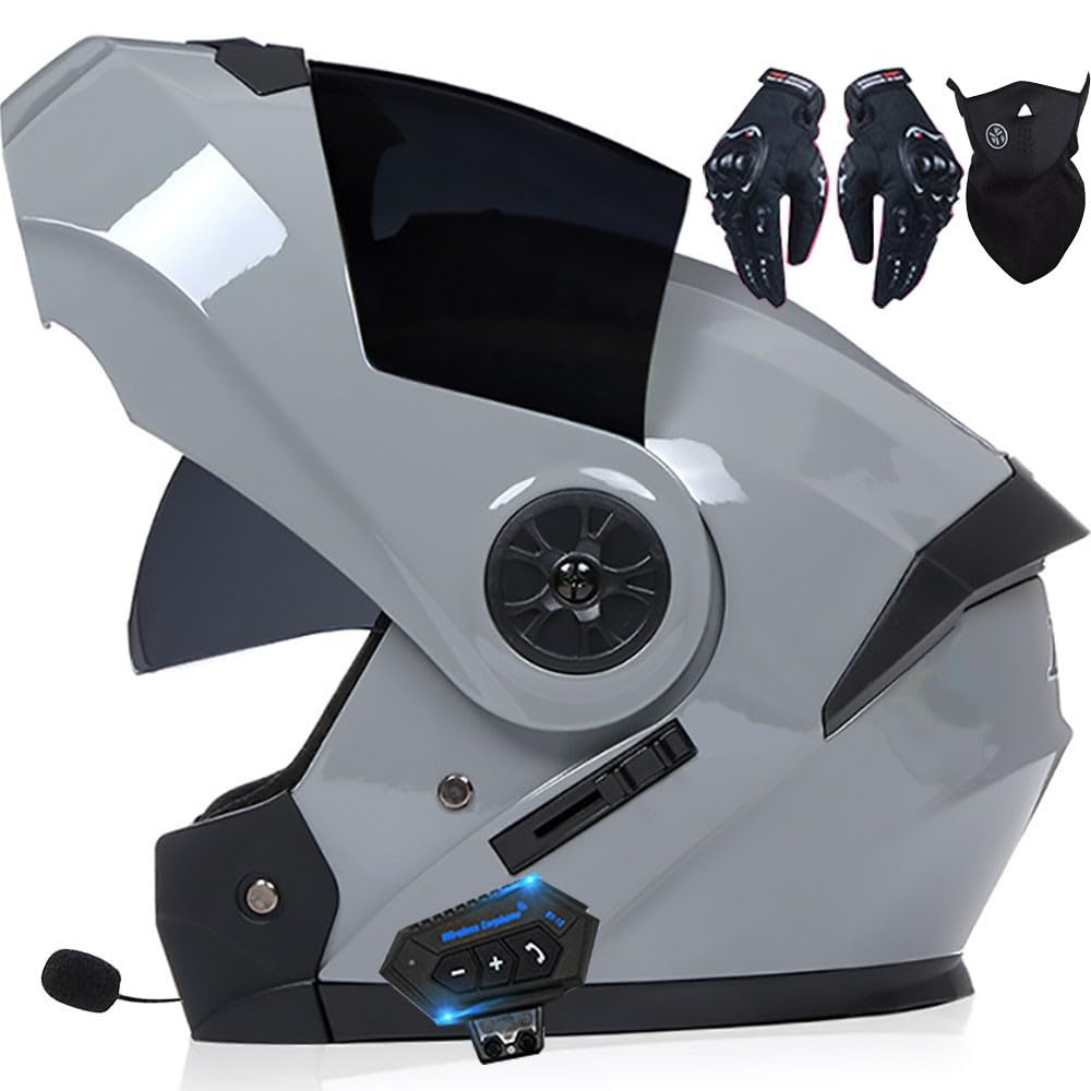 Letetexi Bluetooth Integrated Modular Motorcycle Helmet for Women Men, Integral Helmets ECE Approved, Flip Up Helmet with Double Visor Motorcycle Helmet for Adults Scooter Helmet