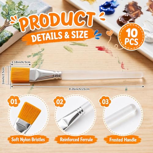 Set de 10 pinceles planos de 1 pulgada para pintura acrílica Menintog miniatura 3