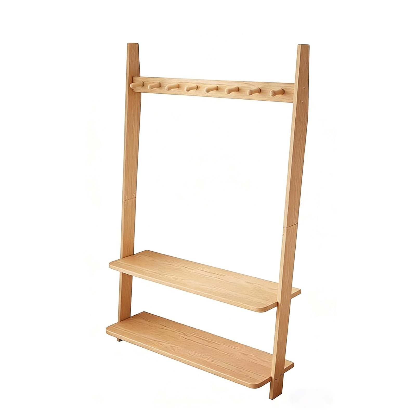 FGXHHS Entryway Hall Tree with Sto, Wall-Mounted Wooden Coat Rack, Multi-Purpose Hanr Open Cartments for Hallway, & Bedroom (27.56"x9.45"x65.35")