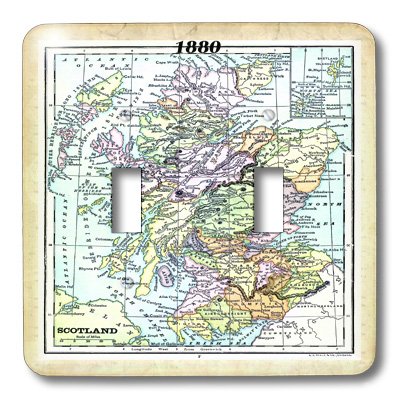 Interruptor doble con mapa de Escocia de 1880 en alta definición para paredes 3