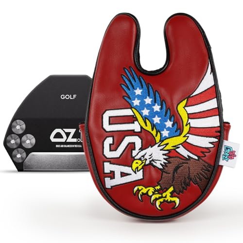 Funny Golf Head Covers Putter Cover for OZ1 MEZZ 1 MEZZ1 MAX Putters DF3 Putter Cover Center Shaft Mallet Putter Cover with Magnetic Closure PU Leather Material Golf Gift for Men and Women Eagle