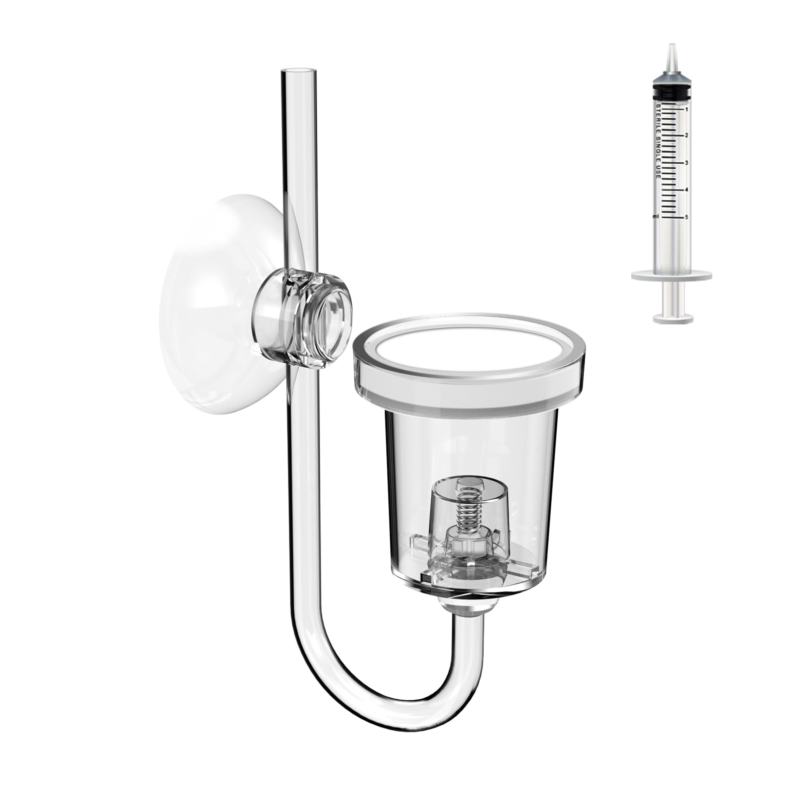 FZONE Acrylic Aquarium CO₂ Diffuser with Built-in Check Valve & Bubble Counter, Syringe & Suction Cup – Fine Bubble CO₂ Delivery for Planted Tanks (M-25mm)