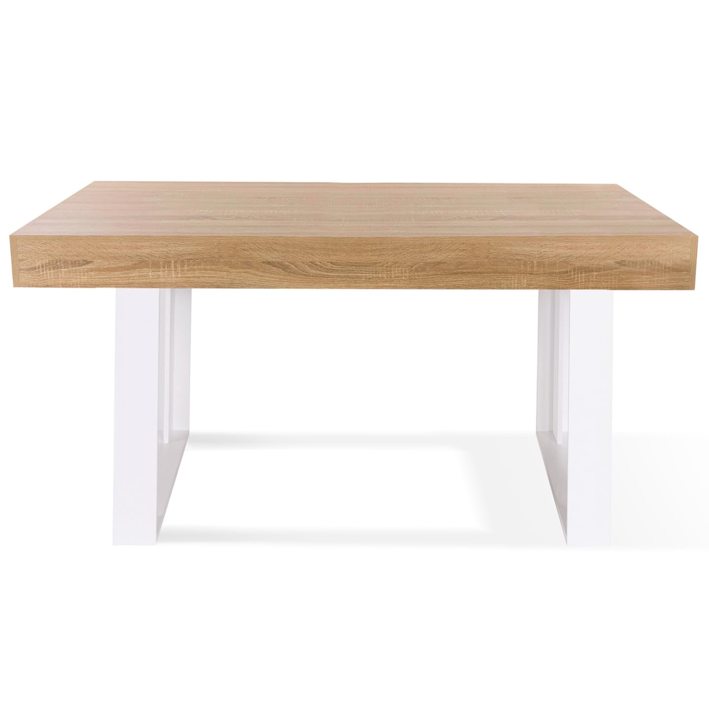 IDMarket - Table à Manger Rectangle Phoenix 6 Personnes Bois et Blanc 160 cm