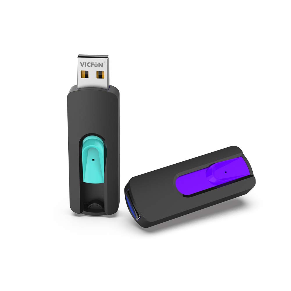 2 Pack 32GB USB Flash Drives USB 3.0 Flash Drive Slide Retractable USB Memory Stick 32G Data Storage,Cyan/Purple