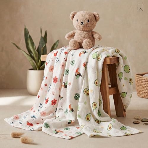 Image of Blushbaby Premium Muslin Swaddle Wrap for Newborn Baby Pack of 3 | 120 GSM, 100x100 cm | Ultra Soft Breathable Malmal Baby Swaddle Blanket, Multipurpose Lightweight Baby Wrap, Blanket for Infants