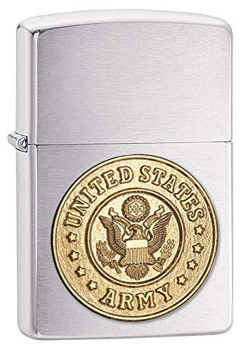 Zippo Army Lighters - Brushed Chrome Emblem, 5 1/2 x 3 1/2 cm