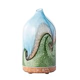 MULIN Diffusore di Oli Essenziali in Vetro, 100ML Diffusore Aromaterapia ad Ultrasuoni Ultra Silenzioso, 7 Colori LED, Senza BPA, Profumatore Ambiente per Relax e Benessere