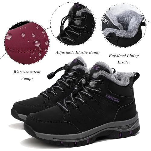 Moodeng Women's Winter Snow Boots Outdoor Hiking Boots Warm Waterproof Ankle Booties for Walking and Anti-Slip2