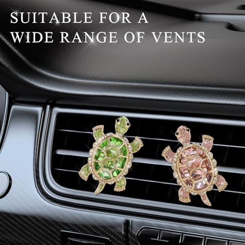 Image of 2PCS Bling Tortoise Car Air Vent Clips, Crystal Cute Turtle Air Fresheners Diffuser Vent Clip, Rhinestone Air Conditioning Outlet Clip Charm Car Interior Decor for Women Men