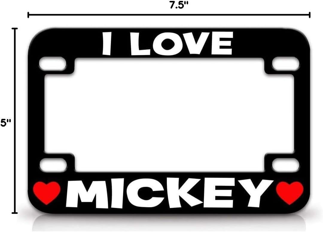 I Love Mickey Male Names Metal Motorcycle License Frame o47