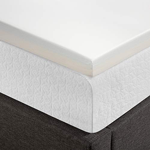 Image of Best Price Mattress 3 Inch Memory Foam Mattress Topper with Cover, Calming Green Tea Infusion, CertiPUR-US Certified, Short Queen White