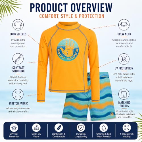 Image of Body Glove Little Boys 2-Piece Rash Guard Swimsuit Set