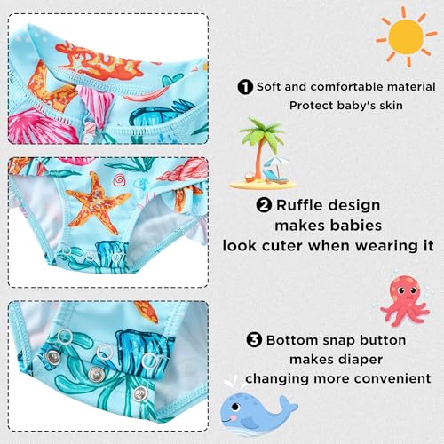 Image of Baby Girls' One Piece Swimsuit Long Sleeve Rash Guard Swimwear