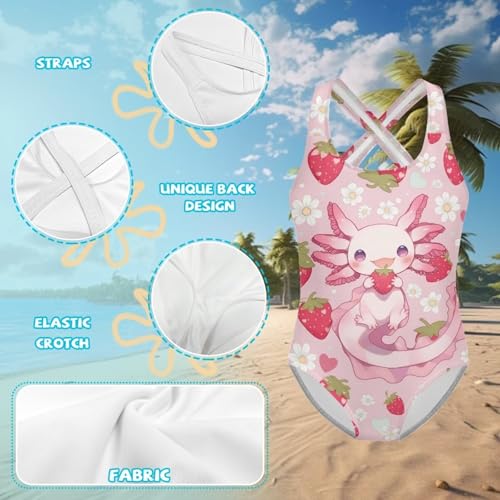 Image of WELLFLYHOM Girls Bathing Suits Size 5-14 One Piece Cross Back Swimsuit Sleeveless Full Coverage Swimwear for Beach Swimming