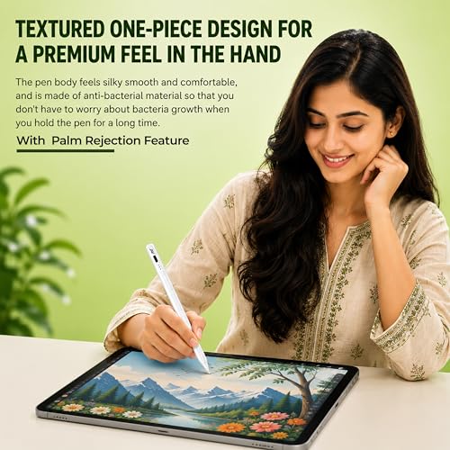 Image of ANT META Pencil 300 Pencil for iPad 2018-2026, Compatible with iPad Pro, Air & Mini, Palm Rejection, Tilt Sensitivity, Magnetic Design, 1.5mm POM Tip, Type-C Fast Charging, 12H Battery, White
