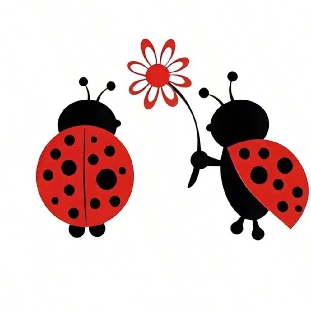Auto Accessory Ladybug Stickers for Vehicle Decoration Glossy Finish Asymmetrical