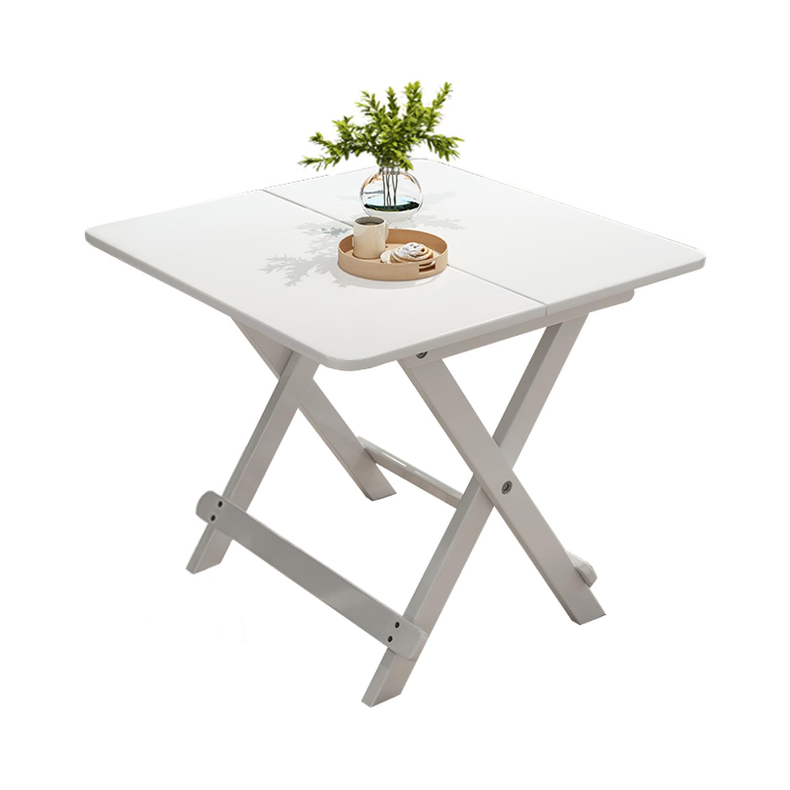 Table pliante carrée en bois massif 70x70x75 cm pour repas en petit espace