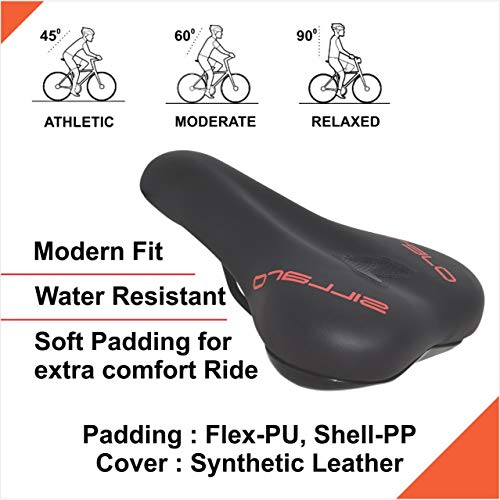Image of Spin Bike Seat Saddles Comfortable Bicycles Seat PU Foam Padded Bicycle Saddle - Dual Shock Absorbing Airflow System Waterproof Universal Fit for Indoor /Outdoor Bikes Men Women (H-Black & Orange)