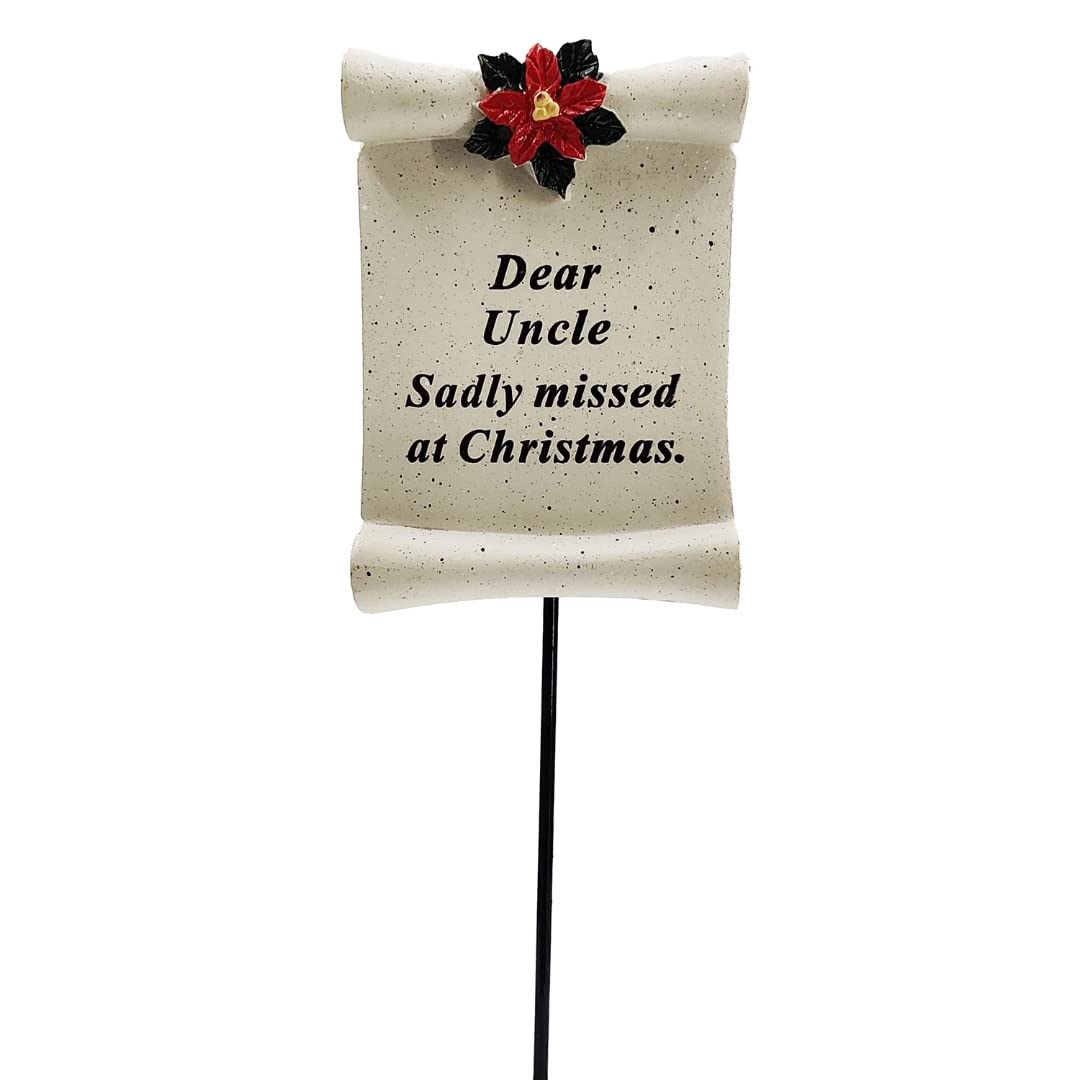 Angraves Multicoloured Dear Uncle Christmas Xmas Poinsettia Flower Memorial Tribute Stick Graveside Plaque